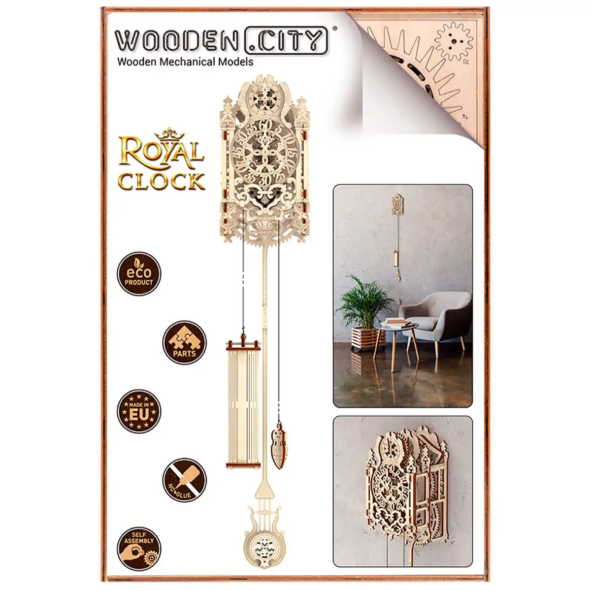 3D Wooden Clock Puzzle – Royal Clock – Image 4