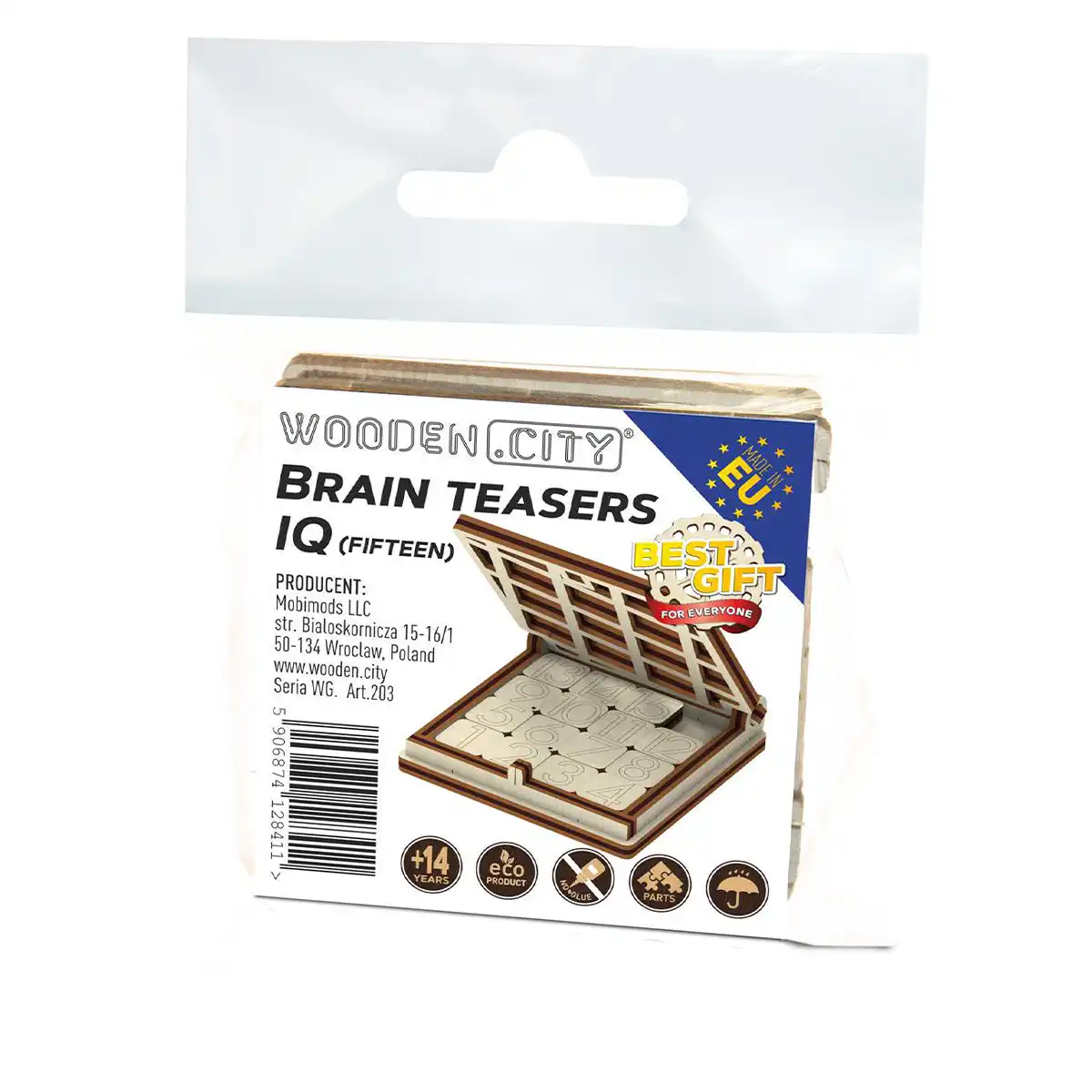 3D Wooden Game Puzzle – Brain Teasers IQ Fifteen Puzzle – Image 2