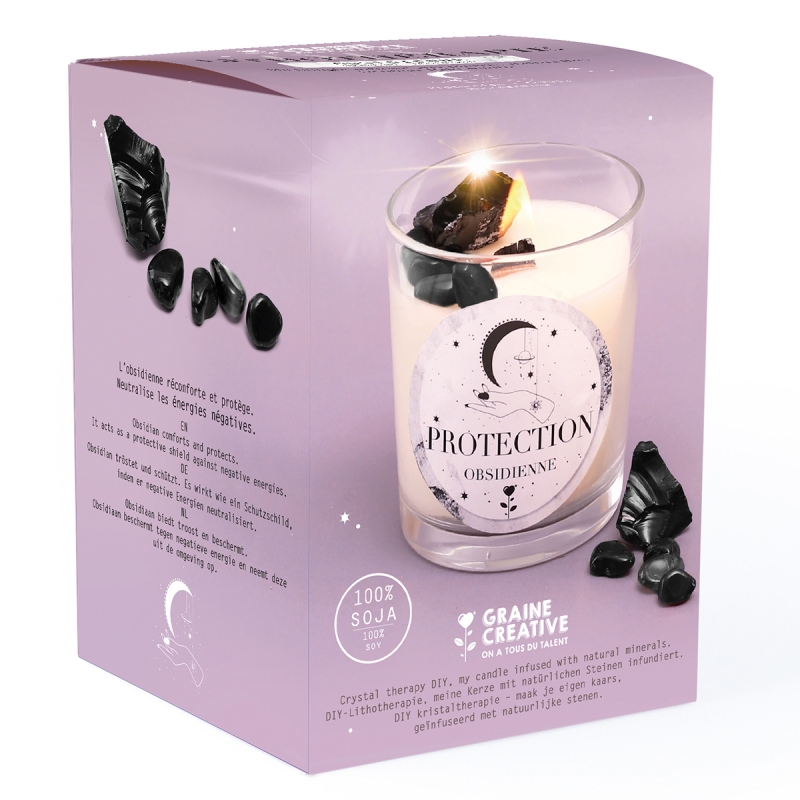 Bougie lithothérapie – Obsidienne