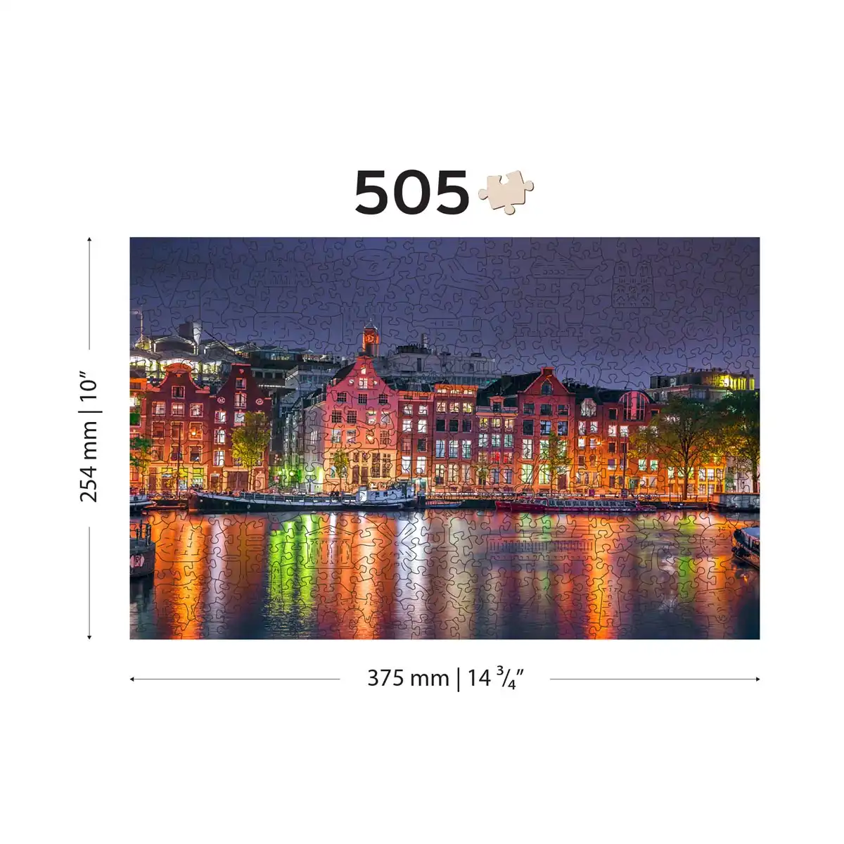 Amsterdam la Nuit, Puzzle en Bois 500 Pièces – Image 6